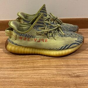 Yeezy Adidas Boost 350 V2 in Semi Frozen Yellow/Raw Steel/Red used no insole